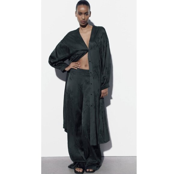 Zara Pants - Zara Embroidered Satin Trousers
